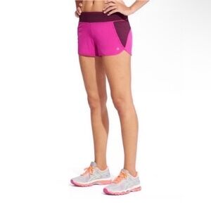 Athleta Track this Run shorts pink electric fuschia drawstring
